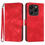 For Tecno Spark 20 Pro Line Pattern Skin Feel Leather Phone Case(Red)