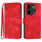 For Tecno Camon 20/20 Pro 4G Line Pattern Skin Feel Leather Phone Case(Red)