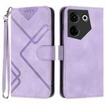 For Tecno Camon 20/20 Pro 4G Line Pattern Skin Feel Leather Phone Case(Light Purple)