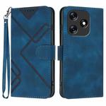 For Tecno Spark 10 4G Line Pattern Skin Feel Leather Phone Case(Royal Blue)