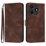 For Tecno Spark 10 Pro Line Pattern Skin Feel Leather Phone Case(Coffee)