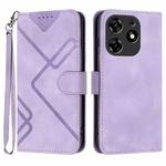 For Tecno Spark 10 Pro Line Pattern Skin Feel Leather Phone Case(Light Purple)