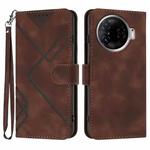 For Tecno Camon 30 Pro Line Pattern Skin Feel Leather Phone Case(Coffee)