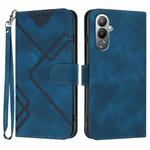 For Tecno Pova 4 Line Pattern Skin Feel Leather Phone Case(Royal Blue)