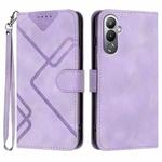 For Tecno Pova 4 Line Pattern Skin Feel Leather Phone Case(Light Purple)