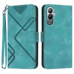 For Tecno Pova 4 Line Pattern Skin Feel Leather Phone Case(Light Blue)