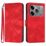 For Tecno Pova 6 Pro Line Pattern Skin Feel Leather Phone Case(Red)