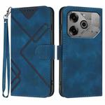 For Tecno Pova 6 Pro Line Pattern Skin Feel Leather Phone Case(Royal Blue)