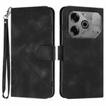 For Tecno Pova 6 Pro Line Pattern Skin Feel Leather Phone Case(Black)