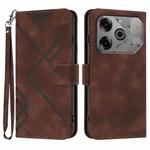 For Tecno Pova 6 Pro Line Pattern Skin Feel Leather Phone Case(Coffee)