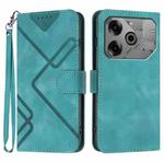 For Tecno Pova 6 Pro Line Pattern Skin Feel Leather Phone Case(Light Blue)