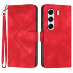 For Tecno Camon 40 4G Line Pattern Skin Feel Leather Phone Case(Red)