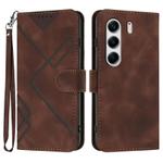 For Tecno Camon 40 4G Line Pattern Skin Feel Leather Phone Case(Coffee)
