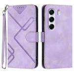 For Tecno Camon 40 4G Line Pattern Skin Feel Leather Phone Case(Light Purple)