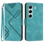 For Tecno Camon 40 4G Line Pattern Skin Feel Leather Phone Case(Light Blue)
