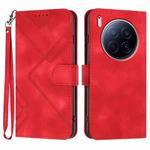 For Tecno Camon 40 Premier Line Pattern Skin Feel Leather Phone Case(Red)
