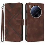 For Tecno Camon 40 Premier Line Pattern Skin Feel Leather Phone Case(Coffee)