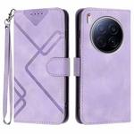 For Tecno Camon 40 Premier Line Pattern Skin Feel Leather Phone Case(Light Purple)