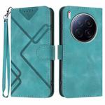 For Tecno Camon 40 Premier Line Pattern Skin Feel Leather Phone Case(Light Blue)