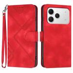 For Tecno Spark 40 4G Line Pattern Skin Feel Leather Phone Case(Red)