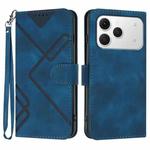 For Tecno Spark 40 4G Line Pattern Skin Feel Leather Phone Case(Royal Blue)