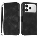For Tecno Spark 40 4G Line Pattern Skin Feel Leather Phone Case(Black)