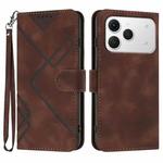 For Tecno Spark 40 4G Line Pattern Skin Feel Leather Phone Case(Coffee)