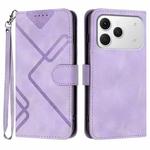 For Tecno Spark 40 4G Line Pattern Skin Feel Leather Phone Case(Light Purple)