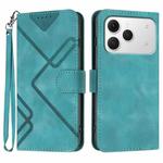 For Tecno Spark 40 4G Line Pattern Skin Feel Leather Phone Case(Light Blue)