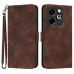 For Infinix Hot 40i Line Pattern Skin Feel Leather Phone Case(Coffee)