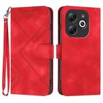 For Infinix Smart 8 Line Pattern Skin Feel Leather Phone Case(Red)