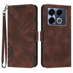 For Infinix Note 40 4G Line Pattern Skin Feel Leather Phone Case(Coffee)