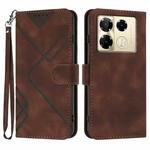 For Infinix Note 40 Pro 4G / 5G Line Pattern Skin Feel Leather Phone Case(Coffee)