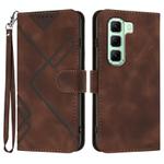 For Infinix Hot 50 5G Line Pattern Skin Feel Leather Phone Case(Coffee)