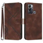 For Infinix Hot 12i Line Pattern Skin Feel Leather Phone Case(Coffee)