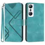 For Infinix Hot 20 4G Line Pattern Skin Feel Leather Phone Case(Light Blue)