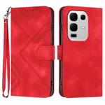 For Infinix Note 50x Line Pattern Skin Feel Leather Phone Case(Red)