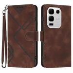 For Infinix Note 50x Line Pattern Skin Feel Leather Phone Case(Coffee)