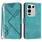 For Infinix Note 50x Line Pattern Skin Feel Leather Phone Case(Light Blue)