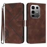 For Infinix Note 50 Pro+ Line Pattern Skin Feel Leather Phone Case(Coffee)