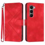 For Infinix Hot 60 4G / Hot 60i 4G Line Pattern Skin Feel Leather Phone Case(Red)