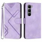 For Infinix Hot 60 4G / Hot 60i 4G Line Pattern Skin Feel Leather Phone Case(Light Purple)