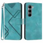 For Infinix Hot 60 4G / Hot 60i 4G Line Pattern Skin Feel Leather Phone Case(Light Blue)