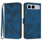 For Infinix Smart 10 Plus 4G Line Pattern Skin Feel Leather Phone Case(Royal Blue)