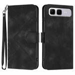 For Infinix Smart 10 Plus 4G Line Pattern Skin Feel Leather Phone Case(Black)