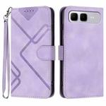 For Infinix Smart 10 Plus 4G Line Pattern Skin Feel Leather Phone Case(Light Purple)