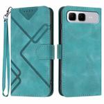For Infinix Smart 10 Plus 4G Line Pattern Skin Feel Leather Phone Case(Light Blue)