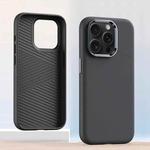 For iPhone 14 Pro Metal Lens Frame Leather Full Coverage Shockproof Phone Case(Grey)