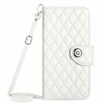 For Sony Xperia 5 IV Rhombic Texture Flip Leather Phone Case with Long Lanyard(White)