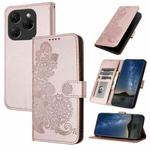 For Tecno Spark 20 Pro Datura Flower Embossed Flip Leather Phone Case(Rose Gold)